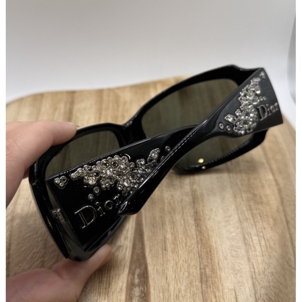 Vintage Christian Dior Strassy Swarovski Crystal Sunglasses Black Y2K Celebrity - Picture 8 of 13